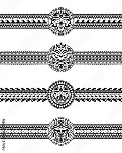 Set Of Maori Polynesian Tattoo Border Tribal Sleeve Pattern Vector Samoan Bracelet Tattoo Design Fore Arm Or Foot Armband Tattoo Tribal Wall Mural Marina Storm