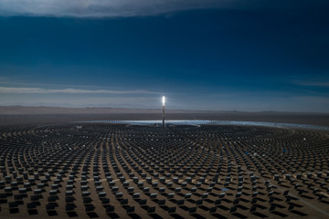 Naklejka premium Aerial view of solar thermal power plant