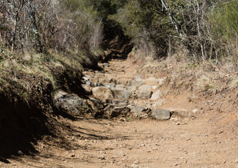Rock steps on the mountain trek