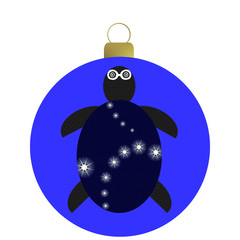 Weihnachtskugel blau, Schildr&ouml;tenmotiv mit Sternen