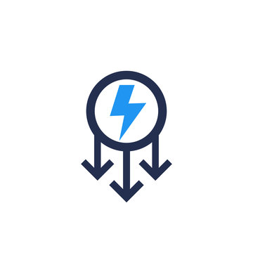 power consumption decrease icon, vector