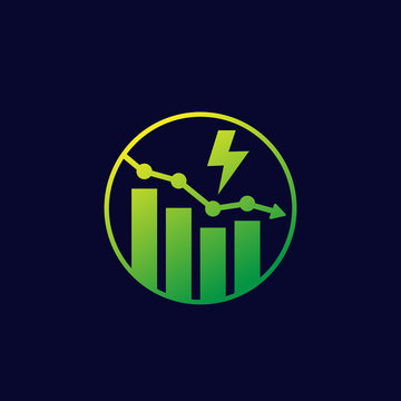 power consumption decrease, reduction icon