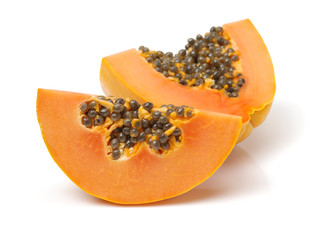 Papaya slice isolated on white background