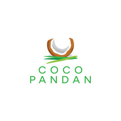Fototapeta na wymiar Logo Design Concept with Coconut and Pandan Leaf Icon 