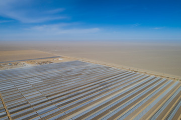 Aerial view of Linear Fresnel Concentrating Solar thermal power plant