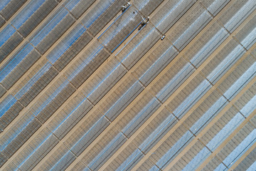 Aerial view of Linear Fresnel Concentrating Solar thermal power plant