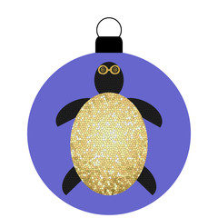 Blaue Weihnachtskugel mit  Schildr&ouml;tenmotiv