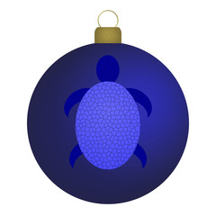 Blaue Christbaumkugel mit  Schildröte