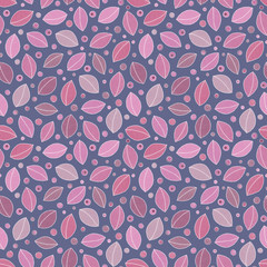 Seamless pattern with leaves in doodle style.