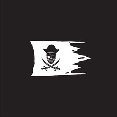 Pirate flag icon for web design isolated on black background
