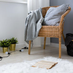 Fototapeta na wymiar Comfortable and stylish wicker chair