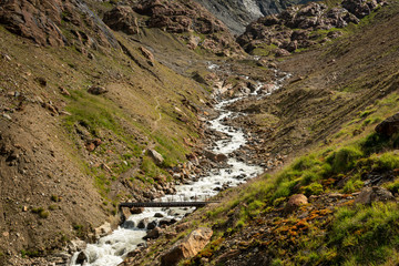 Valley and mountains near Melago on a sunny day in summer