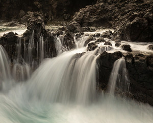 Waterfall on the coastline of La Palma