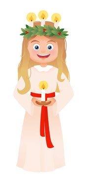 St Lucy's Day Saint Lucia Costume Holding a Candle