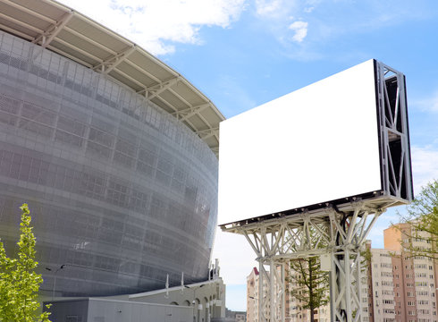 Blank scoreboard with an isolated layer at a football stadium
