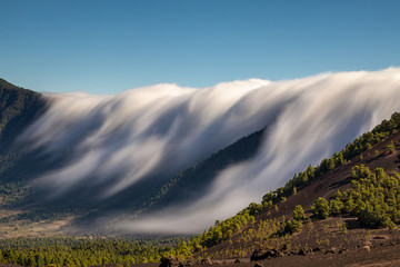 Cloud waterfall of La Palma