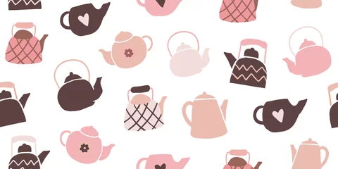 Fototapete Tee Süße Teekannen nahtlose Muster skandinavisch