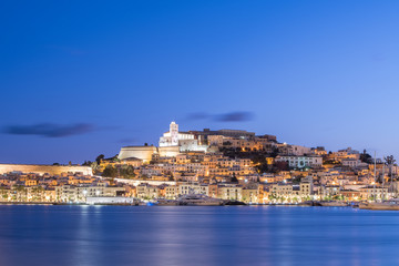 Fototapeta na wymiar Cityscape of Dalt Vila from Marina Ibiza, Ibiza, Spain