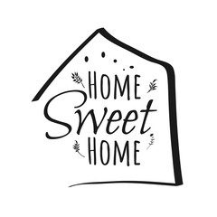 Home sweet home. Typography cozy design for print to poster, t shirt, banner, card, textile. Calligraphic quote Vector illustration. Black text on white background. House shape (100 matches)