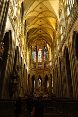 Fototapeta premium Prague, interior and stained glass windows of St. Vitus Cathedral