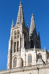Fototapeta na wymiar Catedral de Burgos con cielo azul España