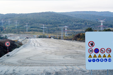 closer look at construction site while building a highway