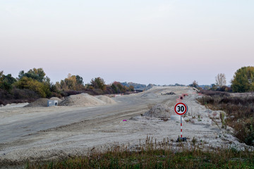 closer look at construction site while building a highway
