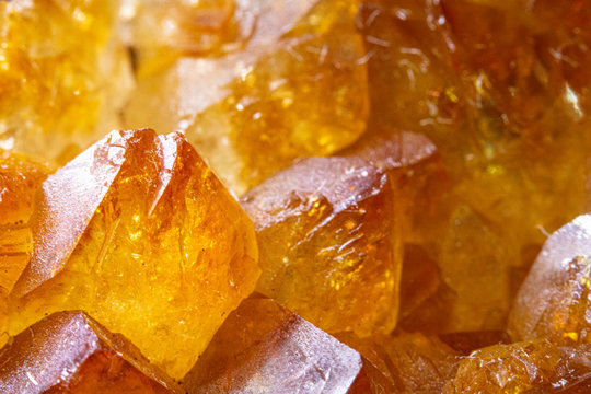 Orange Citrine Yellow Quartz Crystal Close Up 