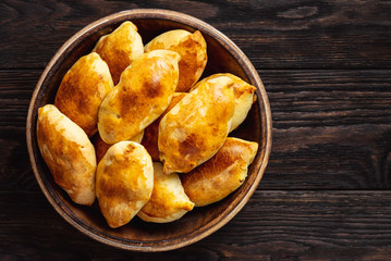 Homemade apple pies, russian style pastry. 