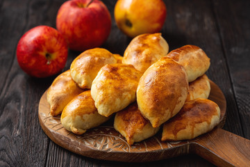 Homemade apple pies, russian style pastry. 