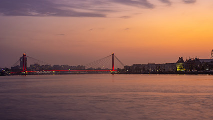 Fototapeta na wymiar Bridge on the river Maas in Rotterdam in the morning.