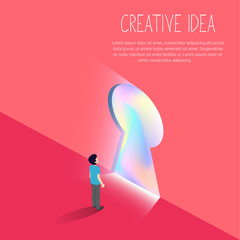 Creative ideas, confidence, courage, risk and motivation concept. Flat design, vector illustration.