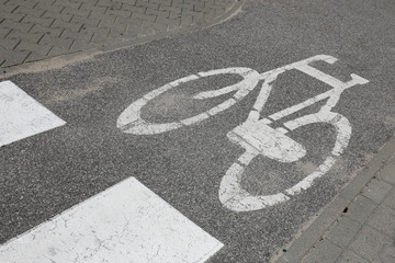 Bike symbol marked on the road