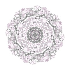 Ornament, like a mandala. Ideal background for textiles, paper, phone cases. For yoga lovers. Art ornament. Grey and pink colors.