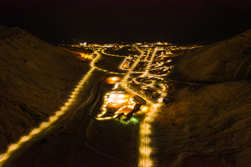 svalbard norway Longyearbyen night aerial drone