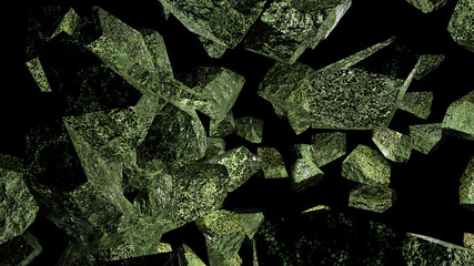 green mossy fractal rock abstract background