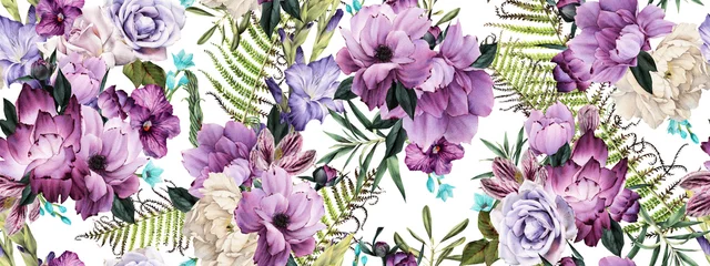  Seamless floral pattern with flowers, watercolor © ola-la