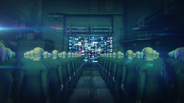 People Watching TV (Zoom to Screen) 4K HD Animation