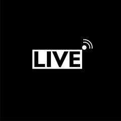 Live streaming logo isolated on black background