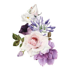 Bouquet of flowers, can be used as greeting card, invitation card for wedding, birthday and other holiday and  summer background