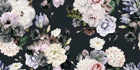 Photo sur Plexiglas Chambre à coucher Motif floral sans couture avec des fleurs, aquarelle.
