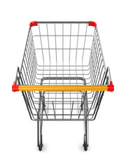 shopping cart on white background. Isolated 3D illustration