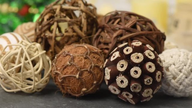 Organic natural materials decorative balls for a waste free Christmas