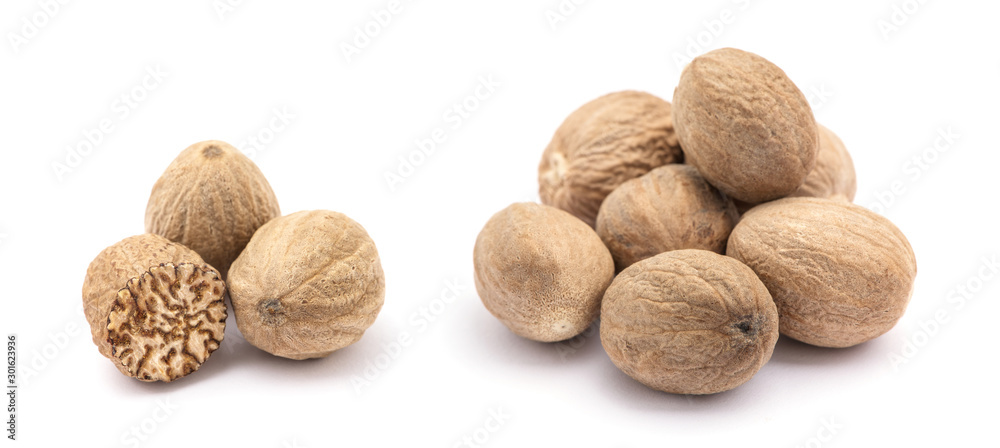 Wall mural nutmeg isolated on white background