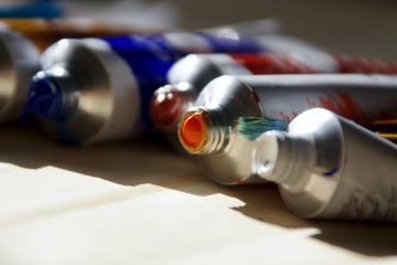 art painter equipment, oil colors in tube