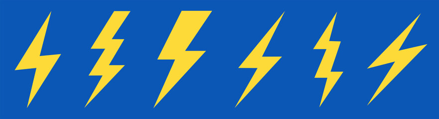Lightning bolt icons set. Vector illustration