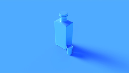 Blue Alcoholic Drink in a Glass Decanter Bottle with a Glass Stop and Shot Glass Right View 3d illustration 3d render