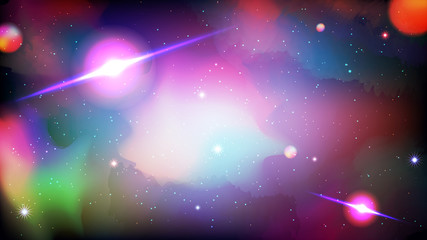 Cosmic space galaxy background. Concept of space, nebula and cosmos. Colorful outer space vector background
