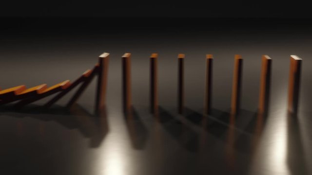 falling dominoes 3d illustration animation