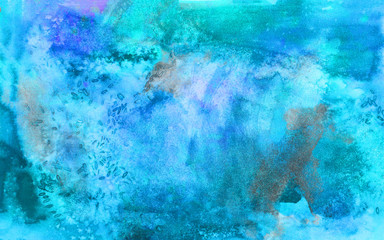 Colorful vibrant textured artistic background. Abstract hand painted on paper watercolor texture. Decorative chaotic texture for scrapbook pages design. Handmade overlay backdrop